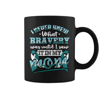 Bravery In My Mom Cervical Cancer Awareness Ribbon Coffee Mug - Monsterry