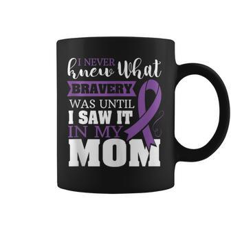 Bravery Mom Pancreas Cancer Awareness Ribbon Coffee Mug - Monsterry