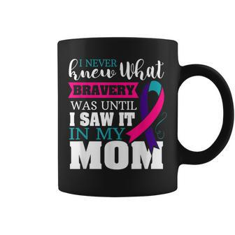 Bravery Mom Thyroid Cancer Awareness Ribbon Coffee Mug - Monsterry CA