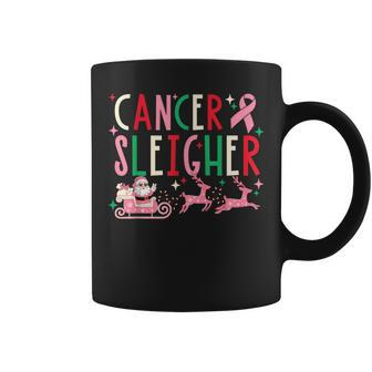 Breast Cancer Christmas Pink Ribbon Santa Sleigh Reindeer Coffee Mug | Mazezy