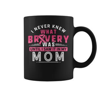 Breast Cancer Survivor Support Pink Ribbon Bravery Mom Coffee Mug - Monsterry AU