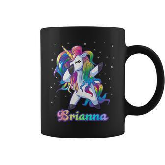 Brianna Name Personalized Custom Rainbow Unicorn Dabbing Coffee Mug - Seseable