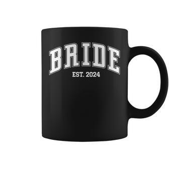 Bride Groom Est 2024 Retro Just Married Couples Wedding Coffee Mug - Monsterry