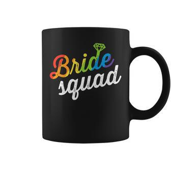 Bride Squad Lgbt Rainbow Flag Lesbian Bachelorette Party Coffee Mug - Monsterry