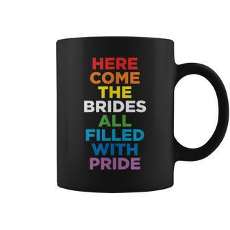 Here Come The Brides Lesbian Wedding Coffee Mug - Monsterry