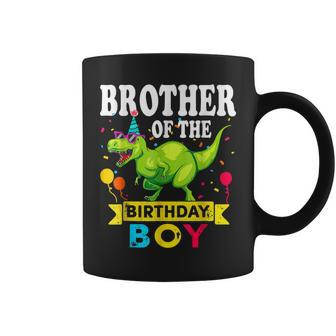 Brother Of The Birthday Boy T-Rex Rawr Dinosaur Coffee Mug - Seseable
