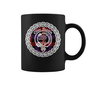 Brown Surname Last Name Scottish Clan Tartan Badge Crest Coffee Mug - Seseable