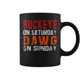 Buckeye On Saturday Dawg On Sunday Cleveland Ohio Coffee Mug | Crazezy DE