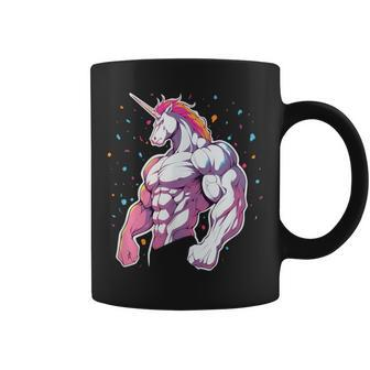 Buff Big Muscle Unicorn Illustration Strong Gym Coffee Mug - Monsterry