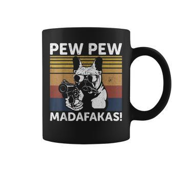 Bulldog Francés Pew Pew Madafakas Crazy Pewintage Taza de café - Regaloses
