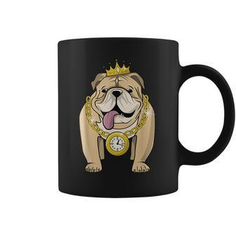 Bulldog Rapper Hip-Hop Dog Crown Gold Chain Clock Coffee Mug - Monsterry AU