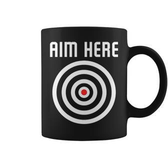 Bullseye Target Aim Here Darts Players Shooting Coffee Mug | Mazezy