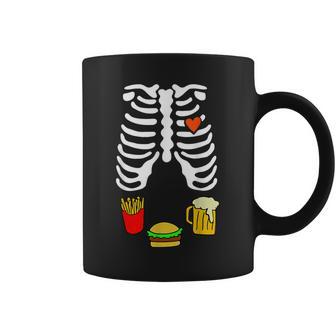 Burger Fries And Beer Inside Skeleton Coffee Mug - Monsterry