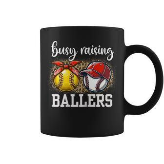 Busy Raising Ballers Softball And Baseball Leopard Print Mom Coffee Mug - Thegiftio UK
