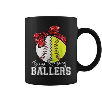 Busy Raising Ballers Softball Baseball Mama Mom Coffee Mug - Monsterry