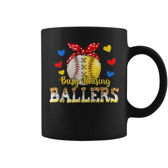 Busy Raising Ballers Softball Baseball Mom Mama Coffee Mug - Monsterry