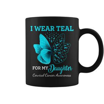 Butterfly For My Daughter Support Cervical Cancer Awareness Coffee Mug - Monsterry AU