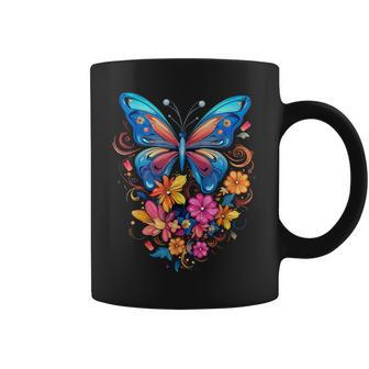 Butterfly With Flowers I Aesthetic Butterfly Coffee Mug - Thegiftio UK