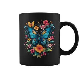 Butterfly With Flowers I Aesthetic Butterfly Coffee Mug - Monsterry DE