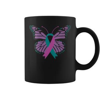 Butterfly Ribbon Suicide Awareness Mental Health Worker Coffee Mug - Monsterry DE