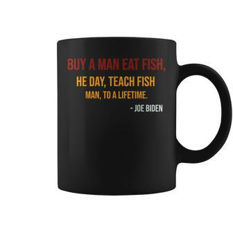 Buy A Man Eat Fish Joe Biden Vintage Colored Quote Coffee Mug | Crazezy CA