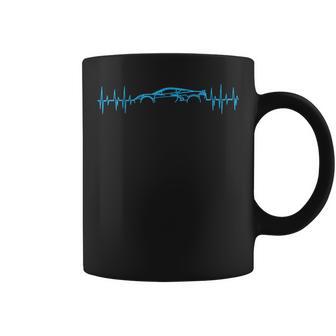 C8 Heartbeat Rapid Blue Supercar Sports Car Heartbeat Line Coffee Mug - Monsterry