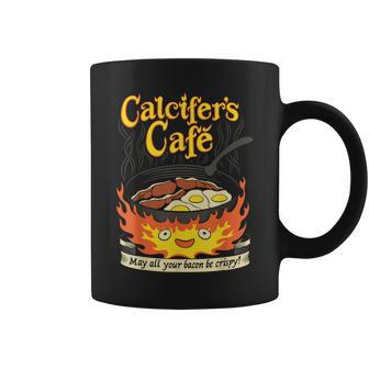 Calcifer's Cafe May All Your Bacon & Eggs Be Crispy Cooking Coffee Mug - Monsterry