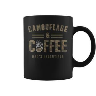 Camo & Coffee Dad's Essentials Fathers Day Present Coffee Mug - Seseable