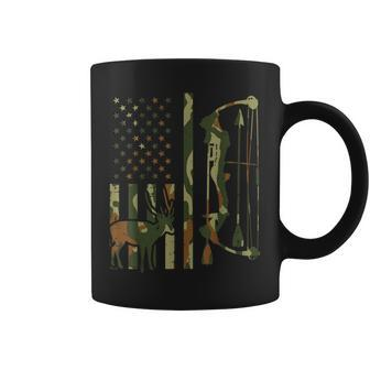 Camo Flag Deer Bow Hunting Patriotic Hunter Dad Archer Coffee Mug - Thegiftio UK