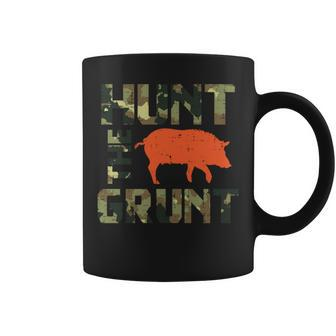 Camo Hunt The Grunt Hog Vintage Wild Boar Hunting Hunt Dad Coffee Mug - Monsterry DE