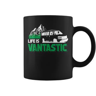 Camper Van Travel Life Is Vantastic Traveler Vanlife Coffee Mug - Monsterry UK