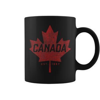 Canada Est 1867 Vintage Faded Canada Maple Leaf Coffee Mug - Monsterry