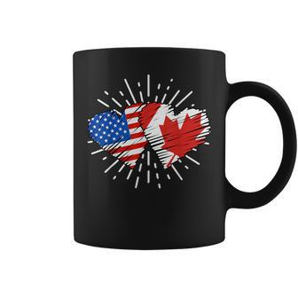 Canada Usa Friendship Heart With Flags Matching Coffee Mug - Monsterry AU