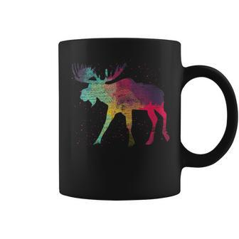 Canadian Wildlife Animal Alaska Elk Antlers Colorful Moose Coffee Mug - Monsterry