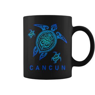 Cancun Mexico Sea Blue Tribal Turtle Coffee Mug - Monsterry