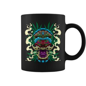 Cannabis Tiki Mask Hawaiian Totem Smoke Weed Hemp Idea Coffee Mug - Monsterry UK