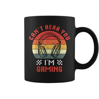Can't Hear You I'm Gaming Humor Quote Vintage Sunset Coffee Mug - Monsterry