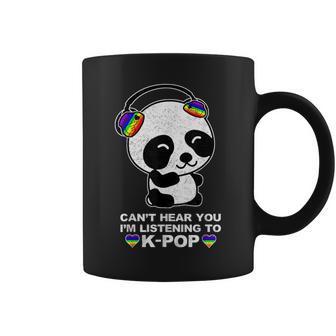 Can't Hear You I'm Listening To K-Pop Panda Gay Pride Ally Coffee Mug - Monsterry AU