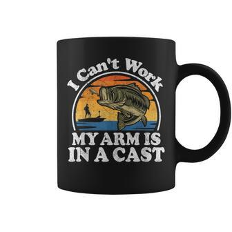 I Cant Work My Arm Is In A Cast Bass Fishing Dad Coffee Mug - Monsterry AU
