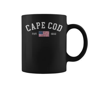 Cape Cod Massachusetts Us Flag Est 1602 Vacation Souvenir Coffee Mug - Monsterry AU