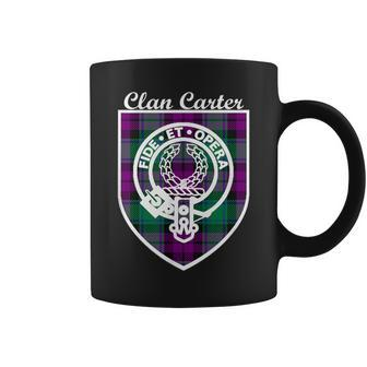 Carter Surname Last Name Scottish Clan Tartan Badge Crest Coffee Mug - Seseable