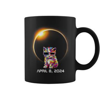 Cat 2024 Solar Eclipse Totality Glasses Coffee Mug - Monsterry