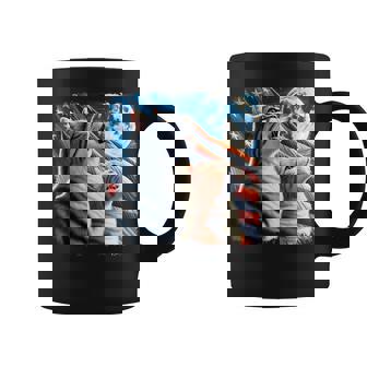 Cat 4Th Of July American Flag Howling Cats Under Blood Moon Coffee Mug - Thegiftio