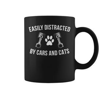 Cat Dad Car Guy Easily Distracted By Cars & Cats Paw Piston Coffee Mug - Monsterry AU