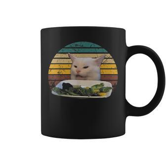 Cat At Dinner Table Animals Outfits Lovely Cat Meme Coffee Mug | Mazezy