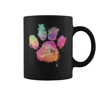 Cat Dog Paw Print Watercolor Rainbow Abstract Animal Lover Coffee Mug - Monsterry CA