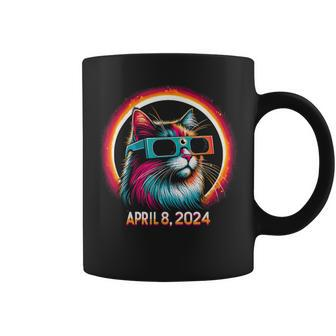 Cat In Eclipse Glasses Totality 2024 Total Solar Eclipse Coffee Mug - Seseable