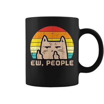 Cat Ew People Sunset Retro Anti Social Introvert Women Coffee Mug - Monsterry