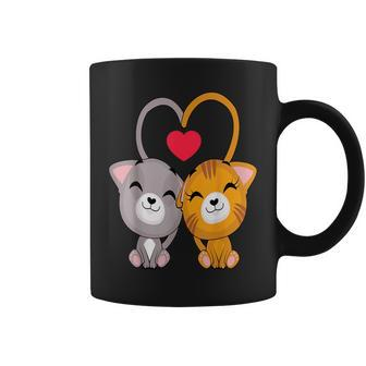 Cat Heart Valentines Day Cute Kitten Kitty V-Day Pajama Coffee Mug - Monsterry UK