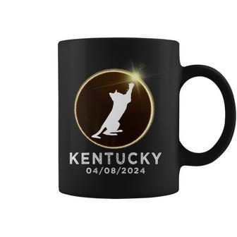 Cat Playing Fire Ring Total Solar Eclipse 2024 Kentucky Coffee Mug - Monsterry